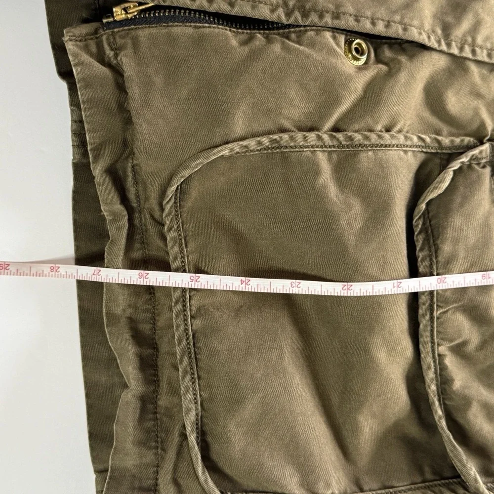 ZARA Woman Olive Utility Cargo Vest L Sleeveless Anorak Jacket Zip Pockets waist